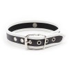 PU leren halsband met ring - zwart / wit achterzijde